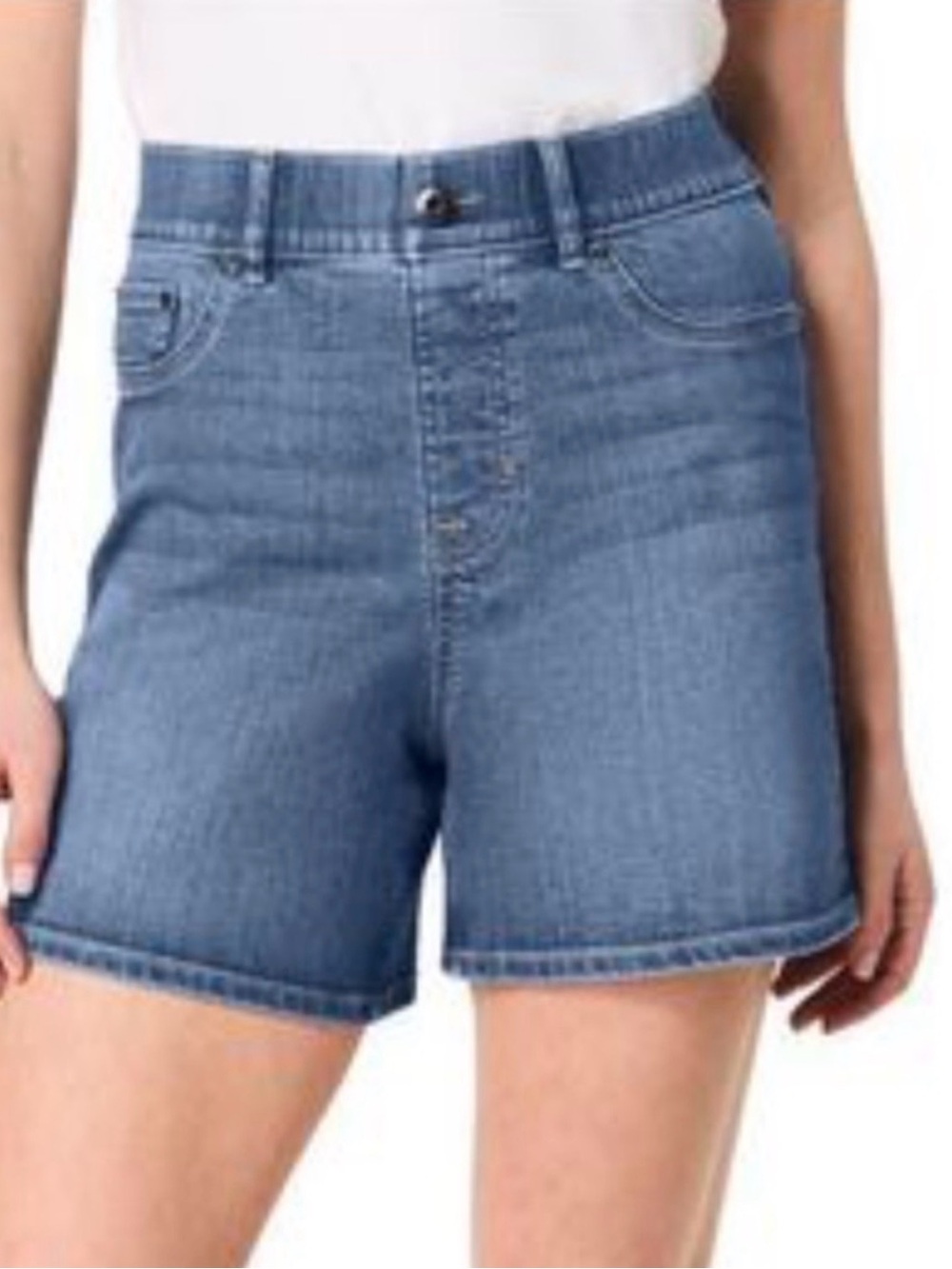 Spanx High-Rise Denim Shorts - Blue 6” inseam Size M Pull On Style